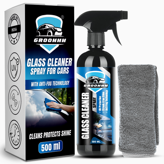 GROOMMM™ Glass Cleaner Spray for Cars with Microfiber Cloth- 500ml