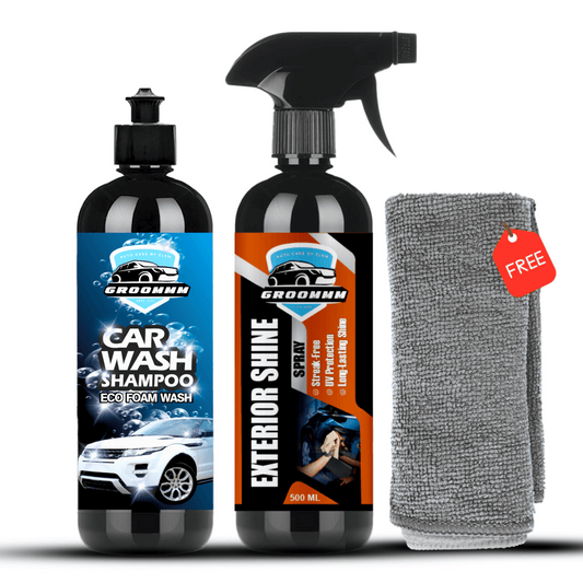 Groommm™ Car Wash Shampoo & Car Exterior Shine Spray Combo - 500 Ml