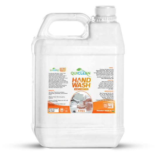 Quiclean™ Natural Handwash Liquid Refill 5L | Organic Ingredients | Germ Protection | Antiseptic | Baby & Kids Skin Safe | 5 Litre Pack