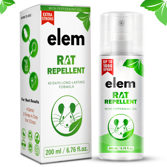 Elem™ Rat Repellent Spray For Home  and Cars 200ml | 100% Natural & Safe | Made Of Peppermint, Eucalyptus & Thyme Oils |  Pack Of 1