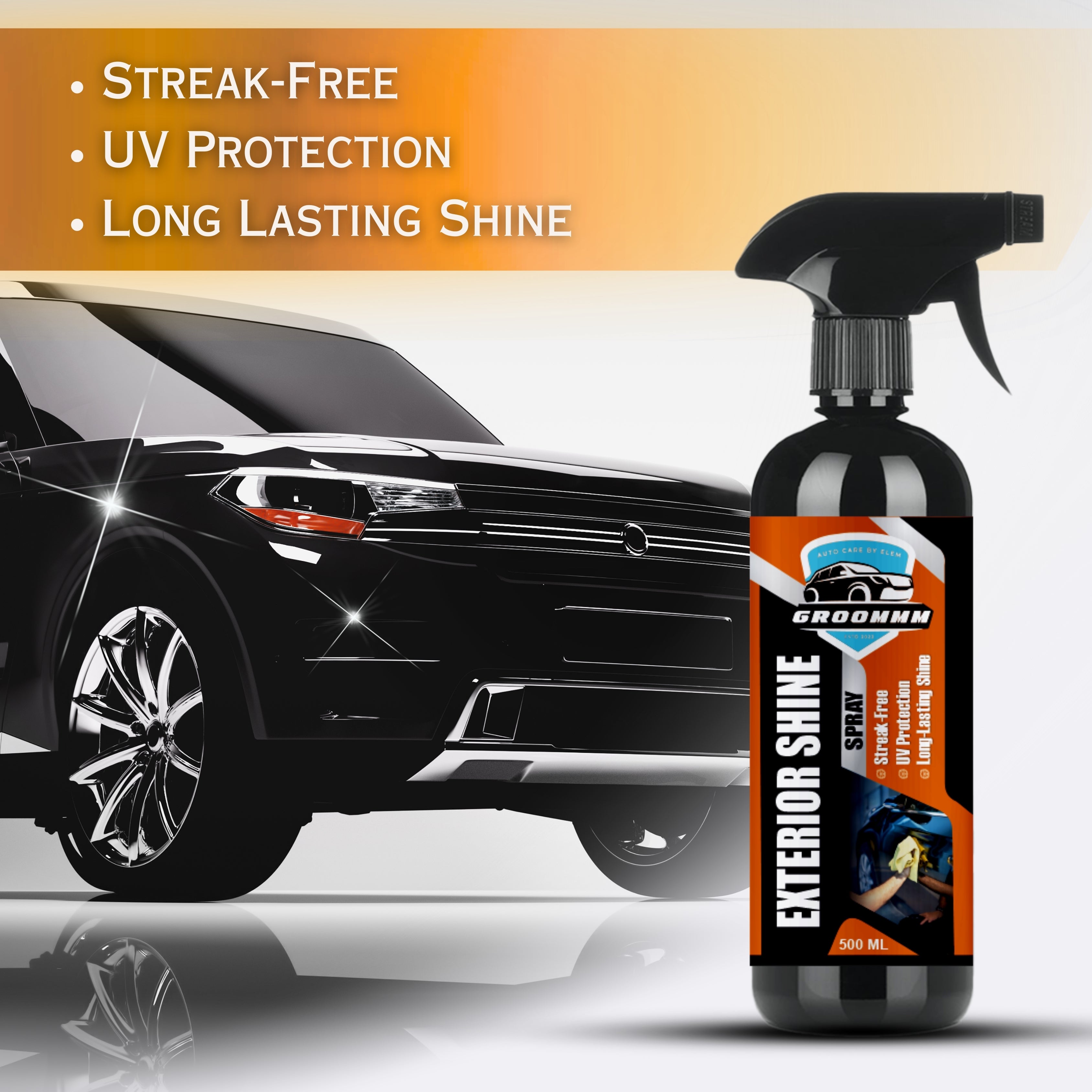 Groommm™ Car Wash Shampoo & Car Exterior Shine Spray Combo - 500 Ml