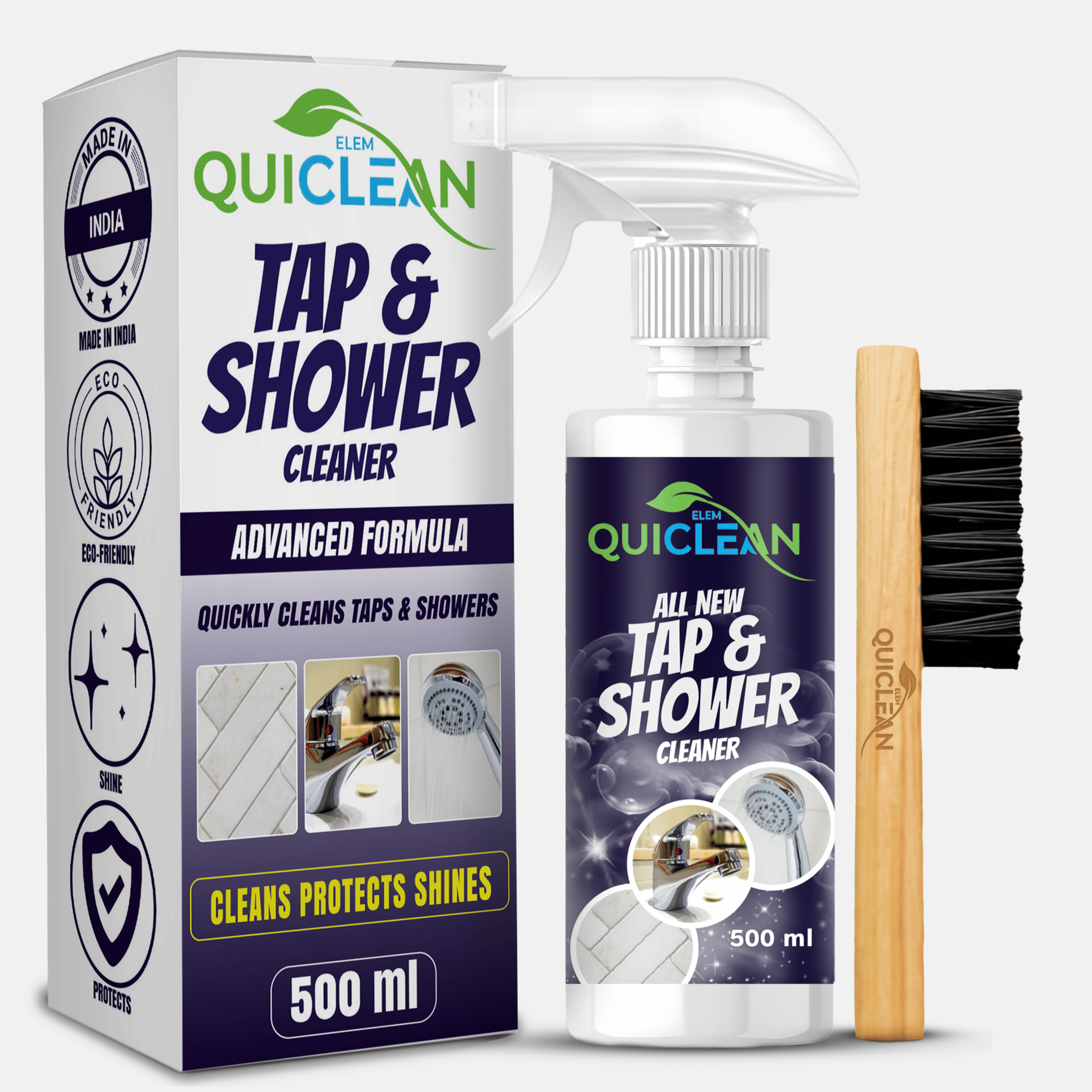 Quiclean Tap & Shower Cleaner for Bathroom Fittings, Tiles and Kitchen 500ML | lime scale remover  | hard water stain remover for Taps, Showers & Tiles | Pack of 1