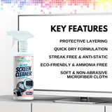 Quiclean™ Screen & Lens Cleaner 500 ml with Microfiber Cloth & Lens Cleaning Cloth