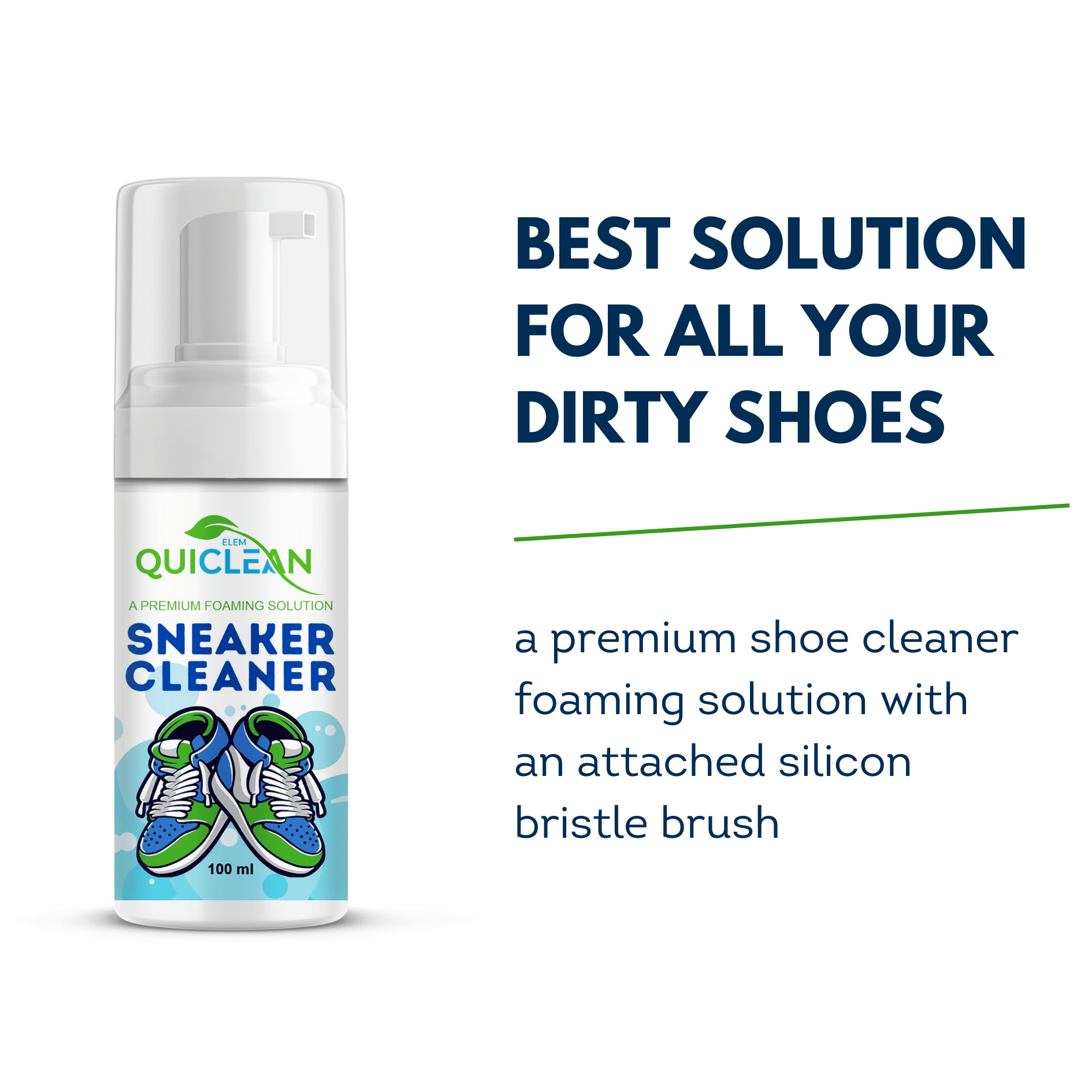 QUICLEAN™ Sneaker Cleaner Foaming Solution with Silicon Bristle Brush- 100ml