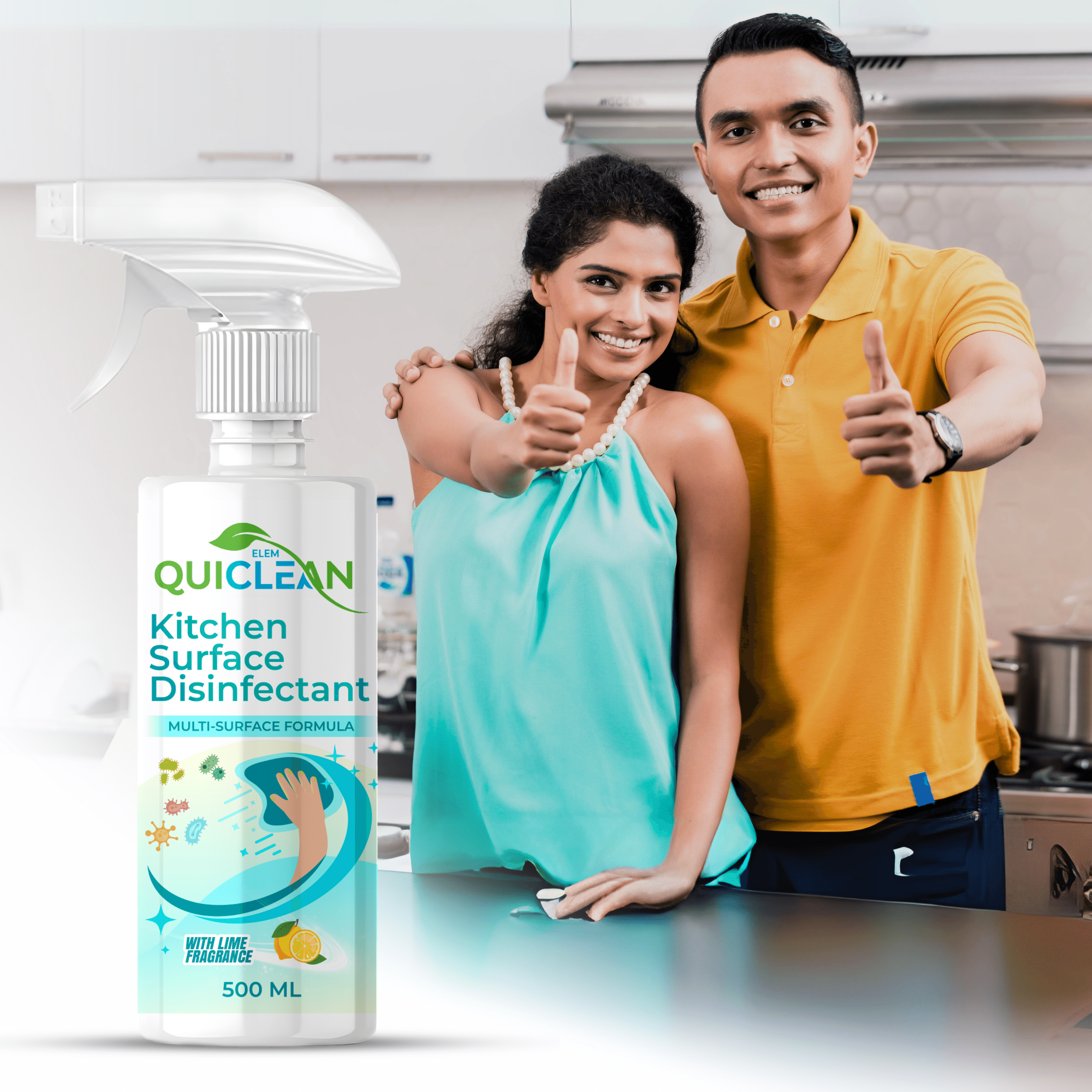 Quiclean™ Kitchen Surface Disinfectant Spray for Germ-Free Home 500ml | Suitable for Kitchen & Home Appliance