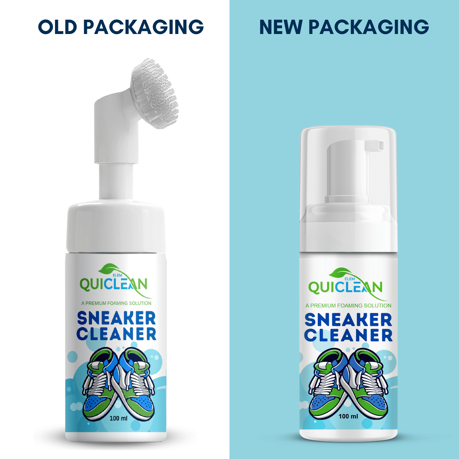 QUICLEAN™ Sneaker Cleaner Foaming Solution with Silicon Bristle Brush- 100ml