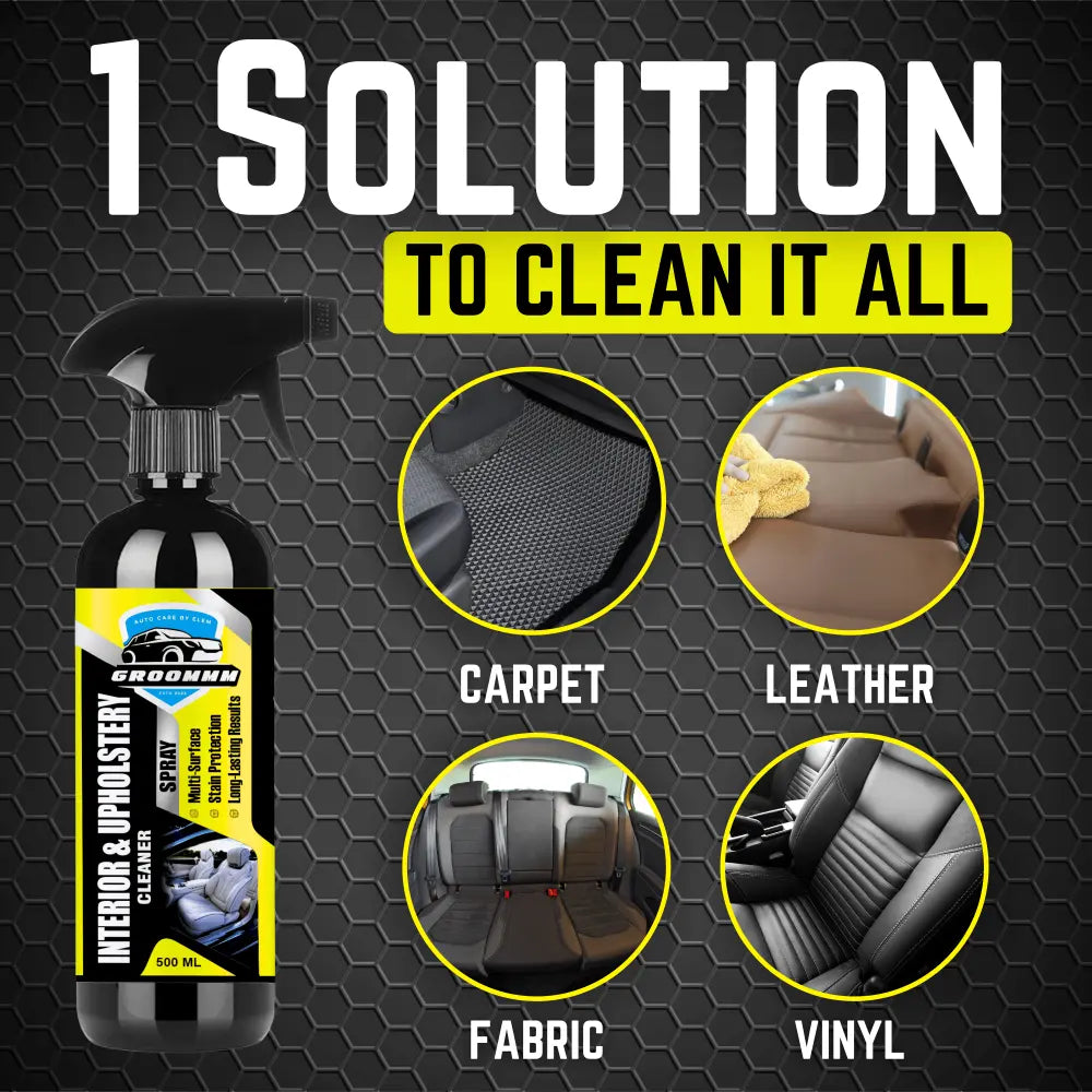 GROOMMM™ Interior and Upholstery Cleaner 500ml for Car with MicroFiber Cloth