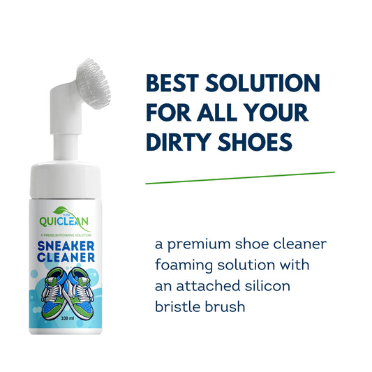 QUICLEAN™ Sneaker Cleaner Foaming Solution with Silicon Bristle Brush- 100ml