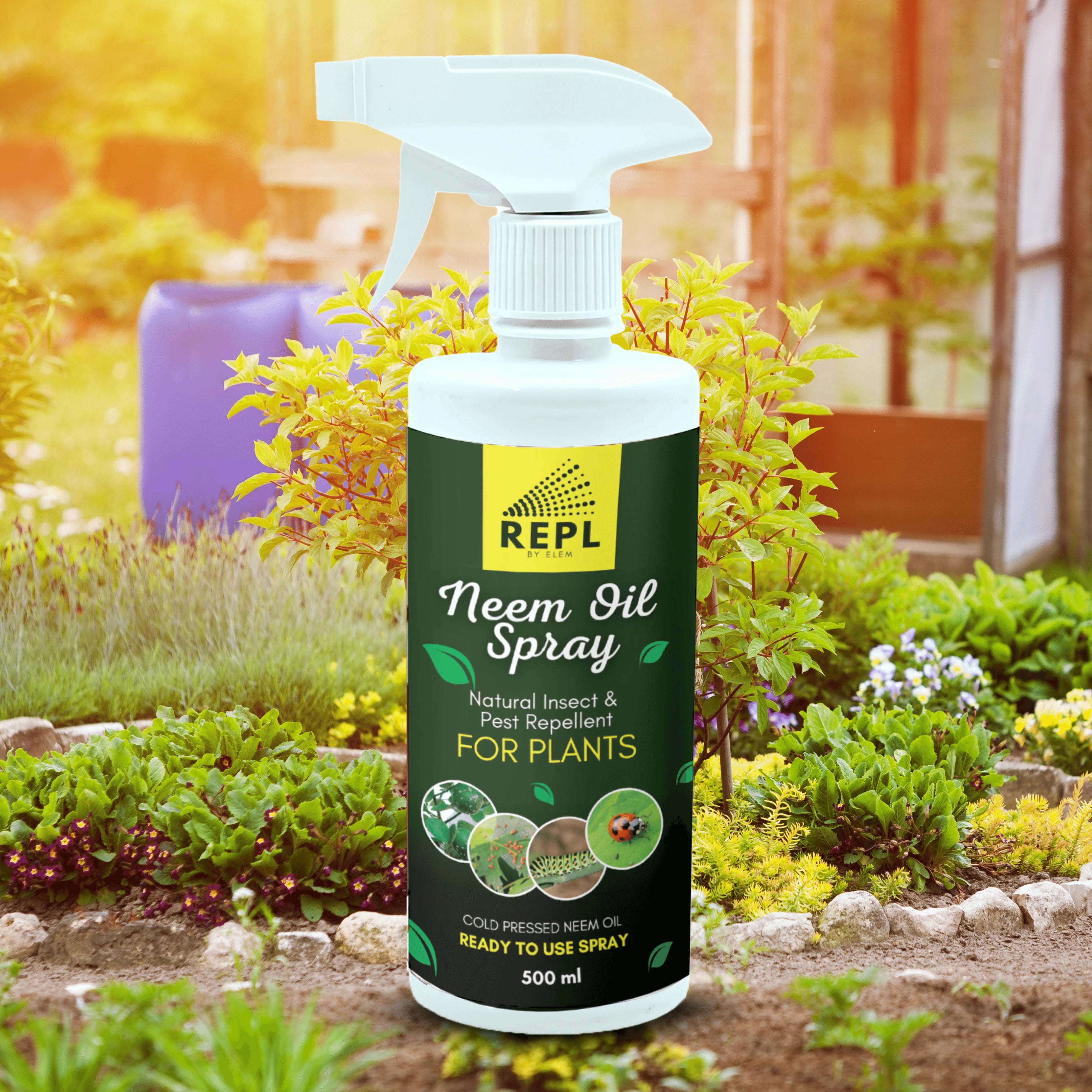 REPL™ Herbal Neem Oil Spray  Natural Insect Repellent for Plants -500 ml