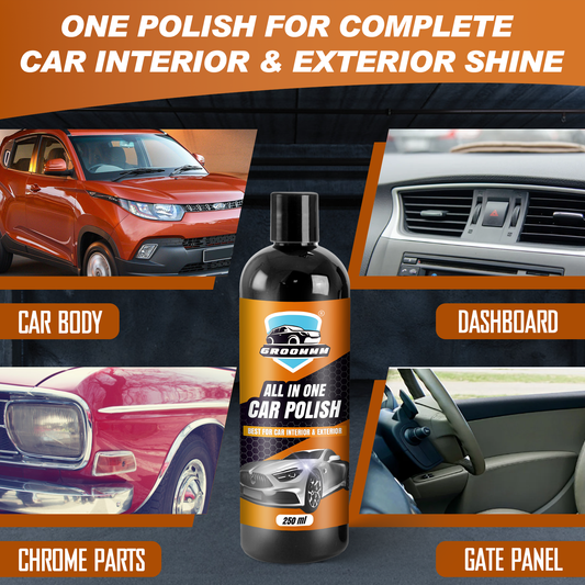 Groommm All In One Car Polish Kit 250ML For Exterior & Interior Surface.