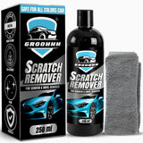 Groommm™ Car Scratch Remover Kit with Microfiber Cloth - Paint-Safe Formula for All Cars | White Car Body Scratch Repair Rubbing Compound | 250ml