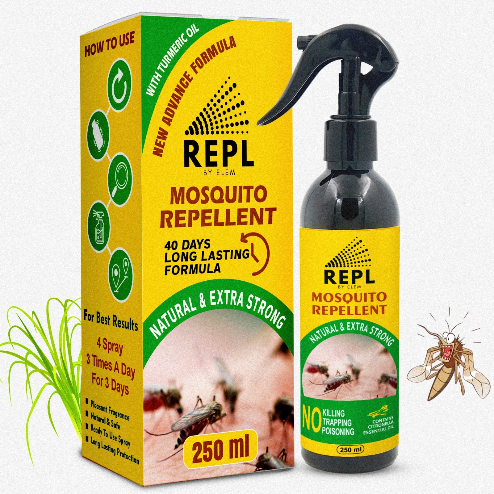 REPL™ Natural Mosquito Repellent Spray: Safe for Kids,Pets & Adults -250ml