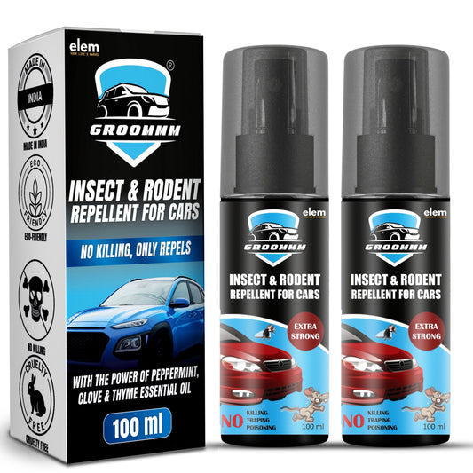 GROOMMM™ Insect & Rodent Repellent Spray for Car | (100 ml X 2) | Protect Your Car and Bike Wires  from Rat & Rodent