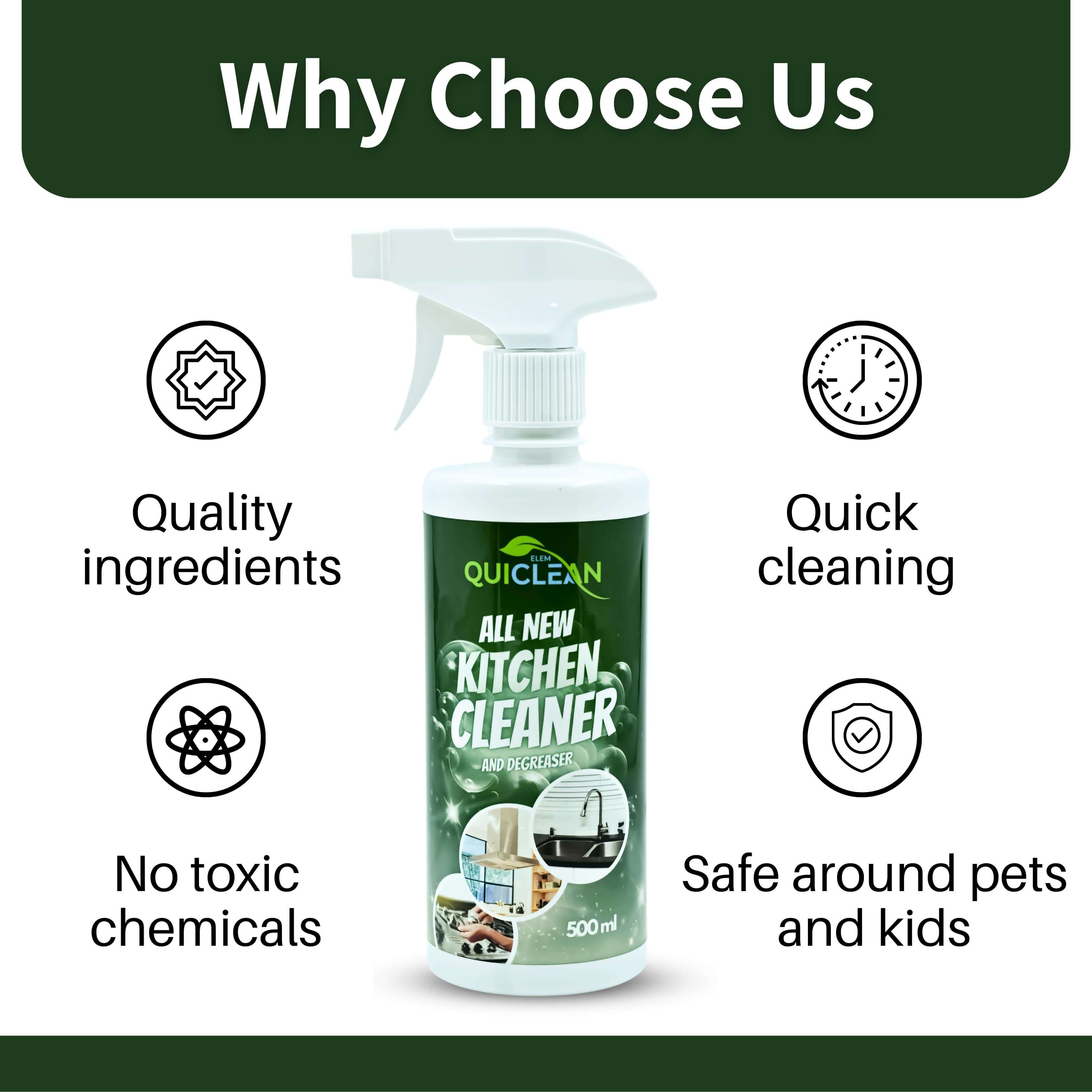 QUICLEAN™ Kitchen Cleaner and Degreaser Spray| 500 ml